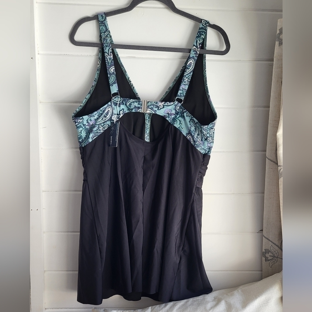 Summer Mae Paisley Print Adjustable Strap Swim Dress Size 18W - Picture 10 of 13